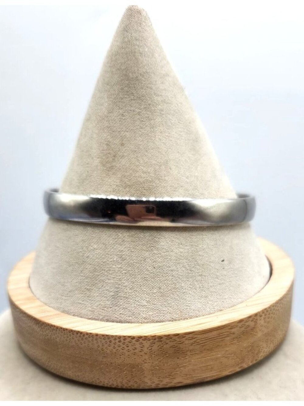 Simple Polished Stainless Steel Bangle Bracelet - Minimalist Style - 2.75 Inch D